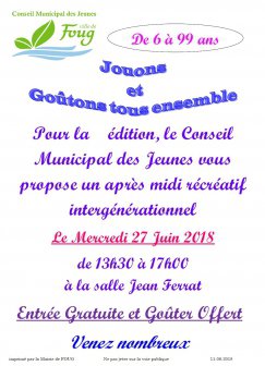 "Jouons et goûtons tous ensemble"